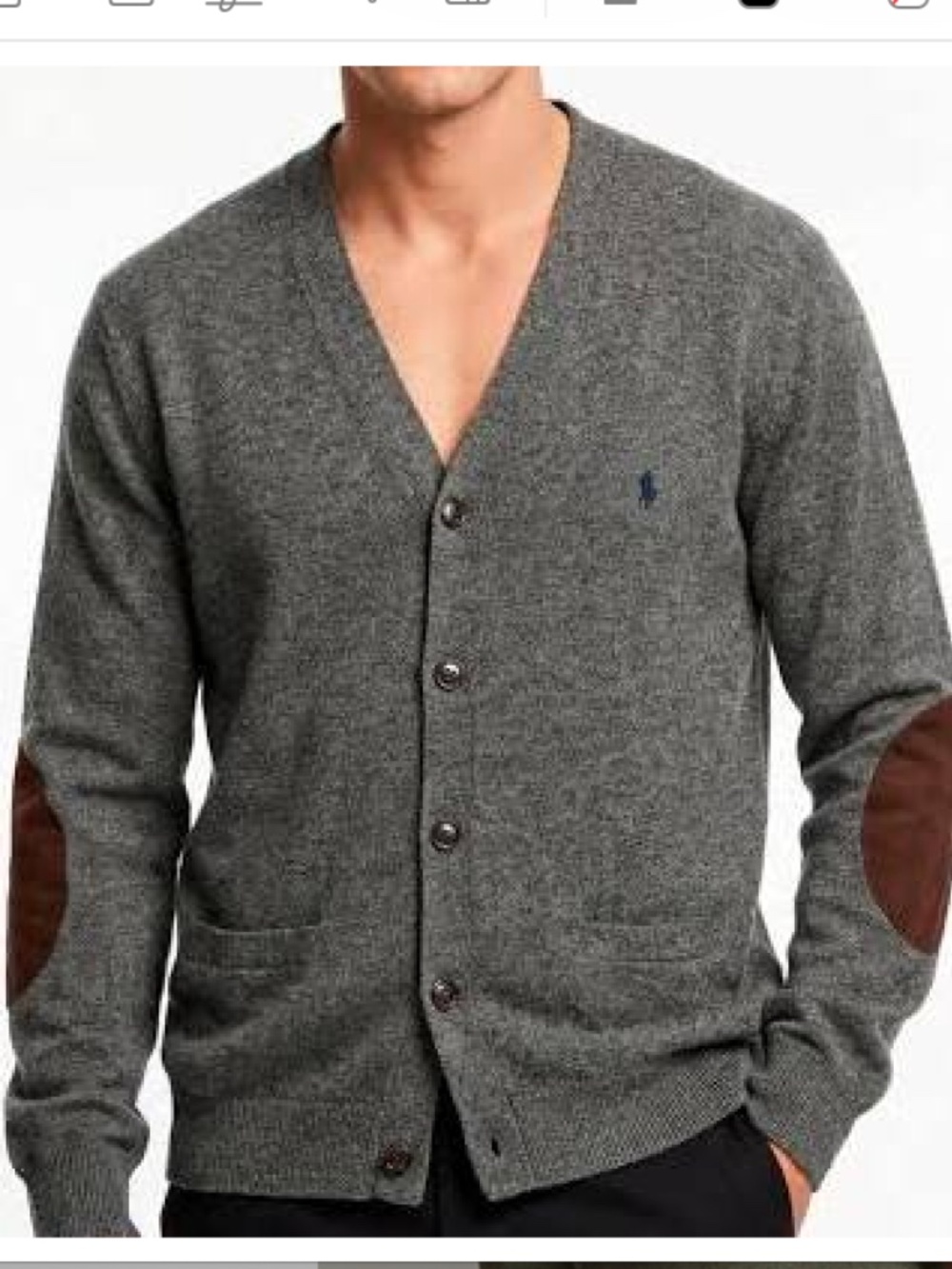 RALPH LAUREN BLUE LABEL Merino Wool Cardigan w/ Suede Elbow Patches NWOT/sz XL